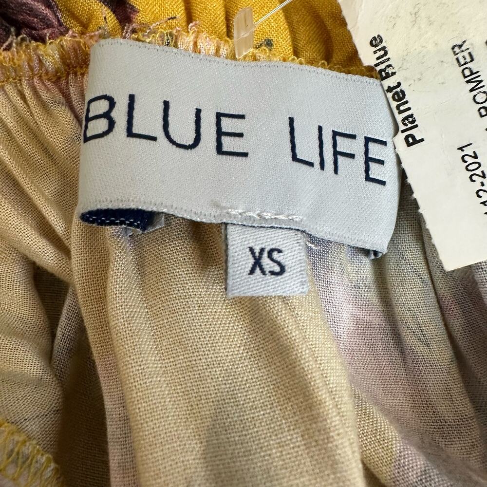 Blue Life Yellow Floral Smocked Waist Ballerina Romper sz XS NWT $180 - Picture 8 of 12